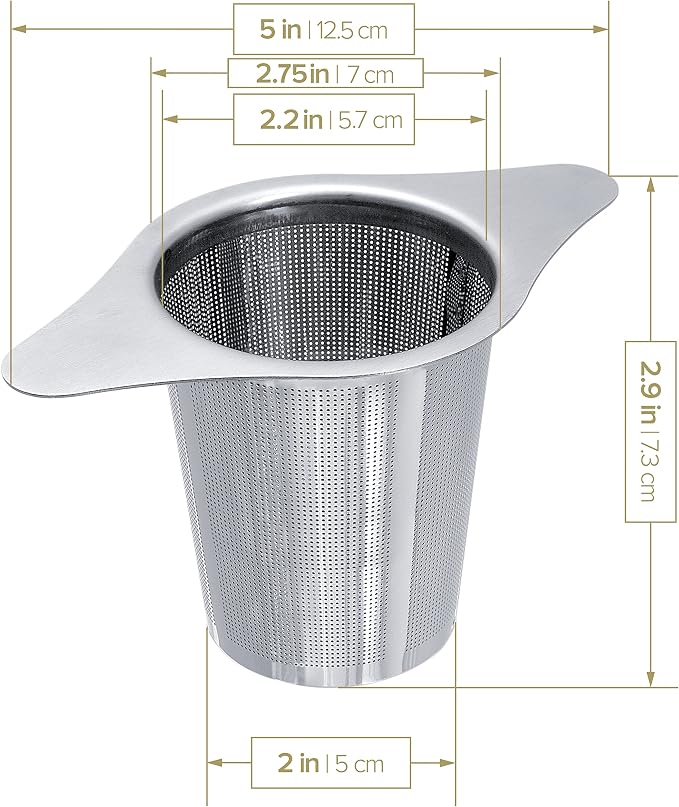 Teabloom Universal Loose Tea Infuser with Dual-Purpose Lid/Dish – Fits Cups, Mugs, Teapots – Tea Connoisseur's Choice – Steep Tea or Coffee