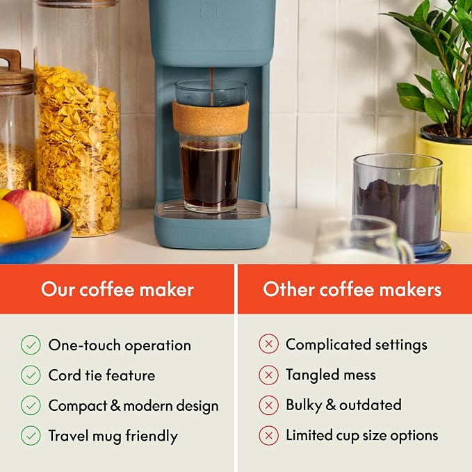 bella K Cup Coffee Maker w/ Water Tank, Surf
