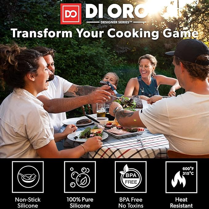 DI ORO Silicone Turner Spatula Set - 600F Heat Resistant, 6-Pc Black | Flexible flippers for eggs, pancakes, and crepes; Won't scratch nonstick pots and pans; BPA-free and dishwasher safe