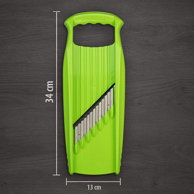 Börner Wave-Waffle XXL PowerLine Wavy Vegetable Cutter (Green) • Mandoline for Wave Cutting and Waffle XXL • Slicer for Lattice Potatoes and Wavy French Fries XXL