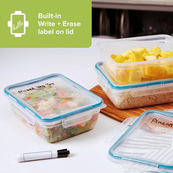 Snapware Plastic Total Solution (3-Pack, 8.5-Cup) Food Storage Containers | Meal prep containers with plastic BPA-free lids with 4 locking tabs, microwave, dishwasher, & freezer safe