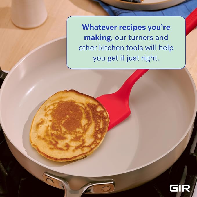 GIR: Get It Right Cooking Spatula Turner - Rubber Spatula - Seamless Silicone Nonstick Flipper - Heat-Resistant Cooking Utensil, Ultimate Turner - 13IN - Red