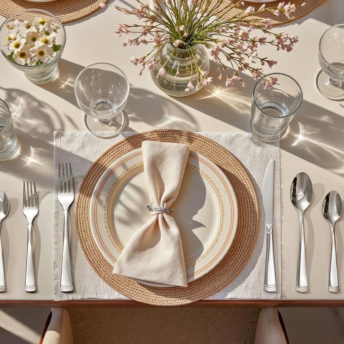 20-Piece Flatware Set, 18/10 Stainless Steel Silverware Set for 4 | Bead Edge Design, Mirror Polished Finish, Dishwasher Safe, Elegant Table Setting, Ideal for Daily Meals & Entertaining