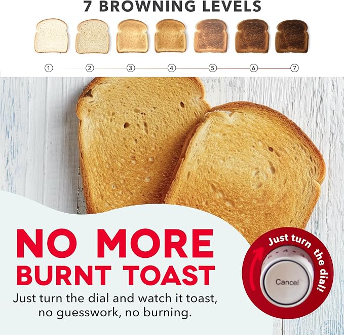 Dash Clear View Toaster | 10" Long Slot 2 Slice Toaster with See-Through Glass Window, 7 Browning Levels, Bagel, Defrost & Reheat Functions, Removable Glass Panel, Crumb Tray, Red