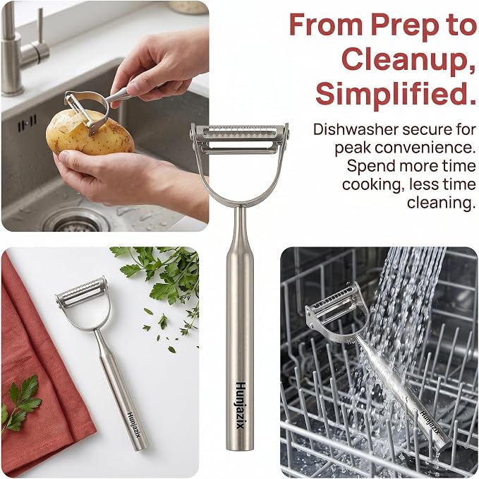 2-in-1 Julienne Vegetable Peeler, Julienne Peeler Shredder Tool | Stainless Steel Handed Julian Peels and Slices for Kicthen, Suitable for Make Vegetable Noodles, Fruit and Vegetable Salad