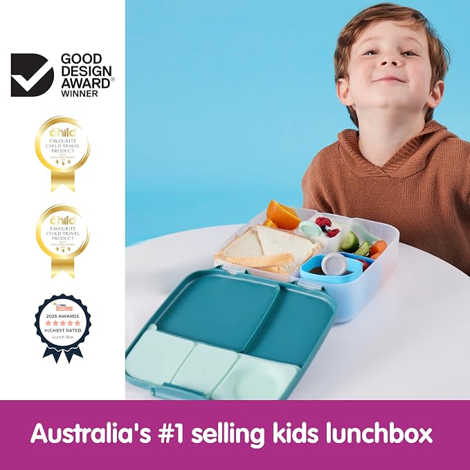 b.box Lunch Box, 8.5 Cup Bento Box for All Ages, Snack Box, Food Containers | Lunch Box Kids + Adults, Lunch Containers, 4 Compartments, Leak Proof, Dishwasher Safe, BPA Free, PFAS Free — Emerald Forest