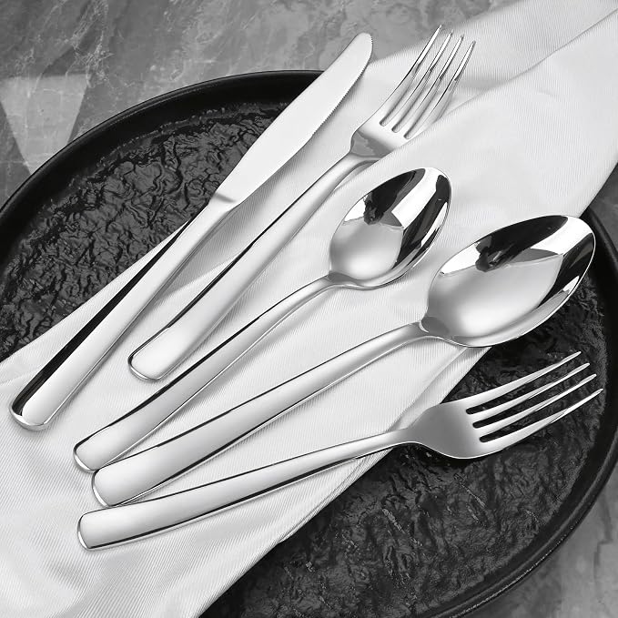 Silverware Set for 4, Prendcyx 20-Piece Heavy Duty Flatware Cutlery Set, 18/0 Food-Grade Stainless Steel Tableware Set, Dishwasher Safe for Home, Restaurant, Wedding, Party, Mirror Polished