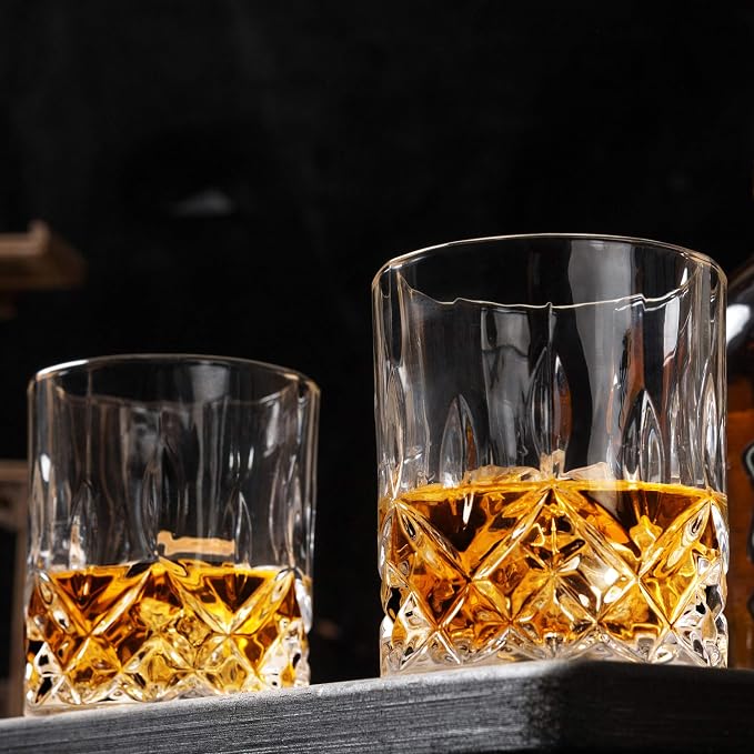 KANARS Old Fashioned Whiskey Glasses with Luxury Box - 10 Oz Rocks Barware For Scotch, Bourbon, Liquor and Cocktail Drinks - Set of 4 - Men Gift | Rocks Barware For Scotch, Bourbon, Liquor and Cocktail Drinks Set of 4 Men Gift