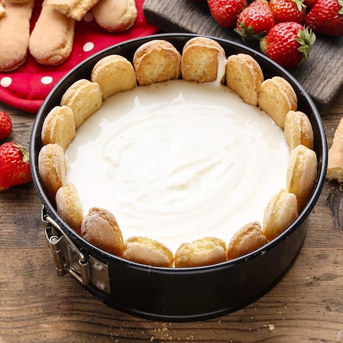 Classic Cuisine Springform Pan with Lid, White, 10” x 2.5” | Nonstick Cheesecake Baking Pan with Travel-Friendly Snap-On Lid - Anti-Warping Steel Bakeware