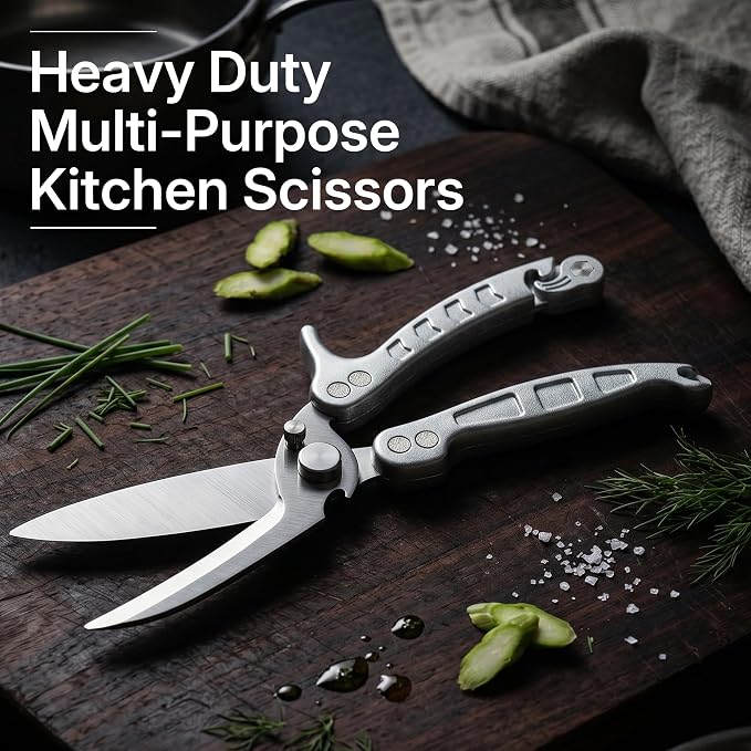 Kitchen Scissors All Purpose Heavy Duty, Stainless Steel Heavy Duty Kitchen Shears for Bone, Poultry, Chicken, Vegetable, Meat & Seafood Cooking Food Scissors With Safety Spring Lock