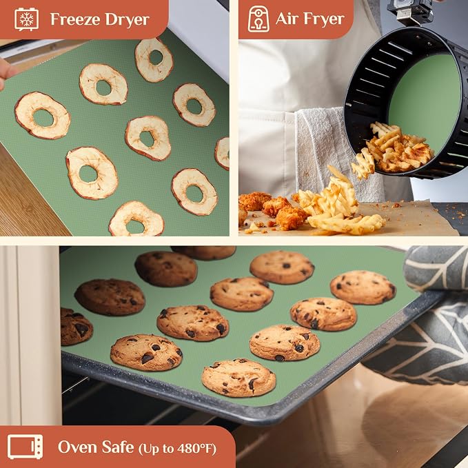 GTJ Silicone Baking Mat Roll, Reusable Baking Sheet Liners, 24 in x 6 ft | Free Cut to Size, Food-Grade, Non-Stick, Non-Slip, For Dough, Pastry, Air Fryer, Freeze Dryer, Oven Pan, Kitchen Counter