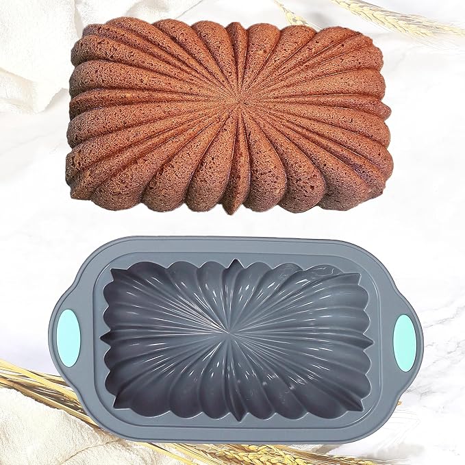 4 Piece Silicone Loaf Pan for Baking Bread, Non-Stick Kitchen Oven Bread Pan, Perfect for Banana Bread, Sandwich Bread, Pound Cake and Meatloaf, 4 Cups, Grey