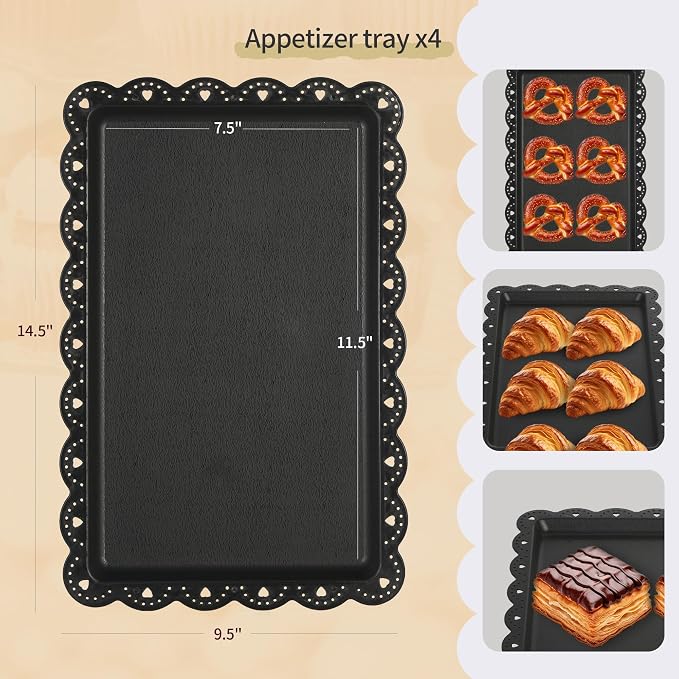 Pack of 11 NWK Cake Stand Set of Cupcake Stand, Tray & Table Cloth (Black) | Includes 3 x 2-Tier & 3 x 3-Tier Cupcake Stands, 4 Appetizer Trays, Plus 1 Tablecloth. Ideal for Parties, Black Design