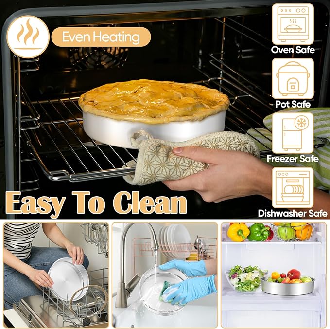 TeamFar 9 Inch Cake Pan Set of 2, Stainless Steel Round Cake Baking Pan | Layer Baking Tin for Birthday Wedding, Non-Toxic & Heavy-Duty, Mirror Finish & Leak Proof, Oven & Dishwasher Safe