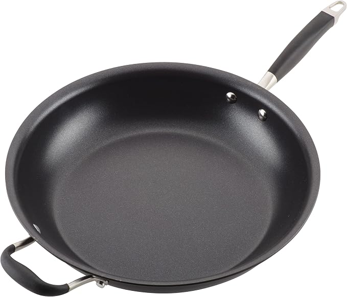 Anolon Advanced Home Hard-Anodized Nonstick Frying Pan with Helper Handle, Large Skillet, Non Stick Pan, 14.5-Inch, Onyx