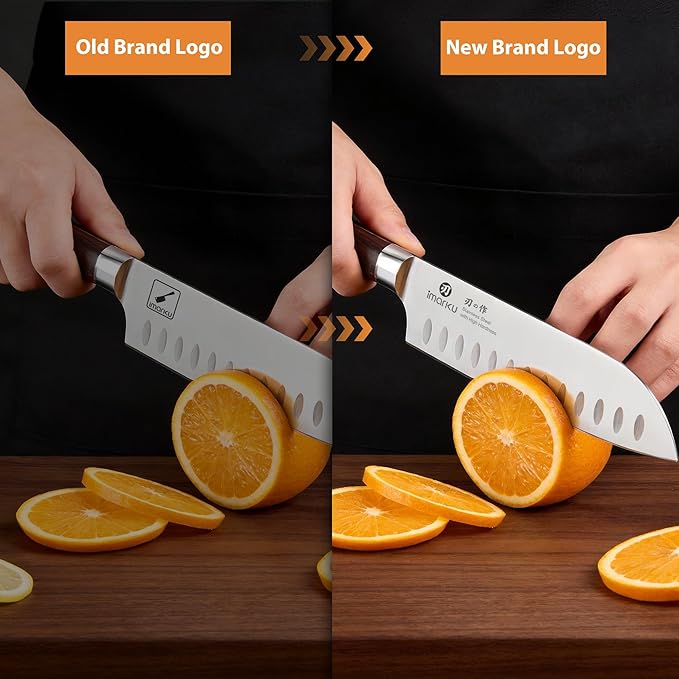 imarku Santoku Knife 7 Inch Japanese High Carbon Stainless Steel Chef Knife | Japanese Style Sharp Kitchen Knife Sand Grinding Finish Effortless Prep Meats And Vegetables Best Gifts For Women And Men
