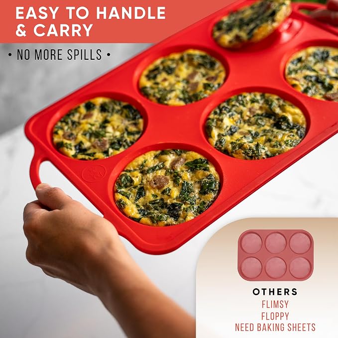 Confetti 4 Inch Silicone Jumbo Muffin Pan, 6 Cup Nonstick Baking Mold | BPA-Free Silicone Jumbo Muffin Pans for Baking, Nonstick Silicone Cupcake Pan, Large Muffin Mold, Easy Release Surface