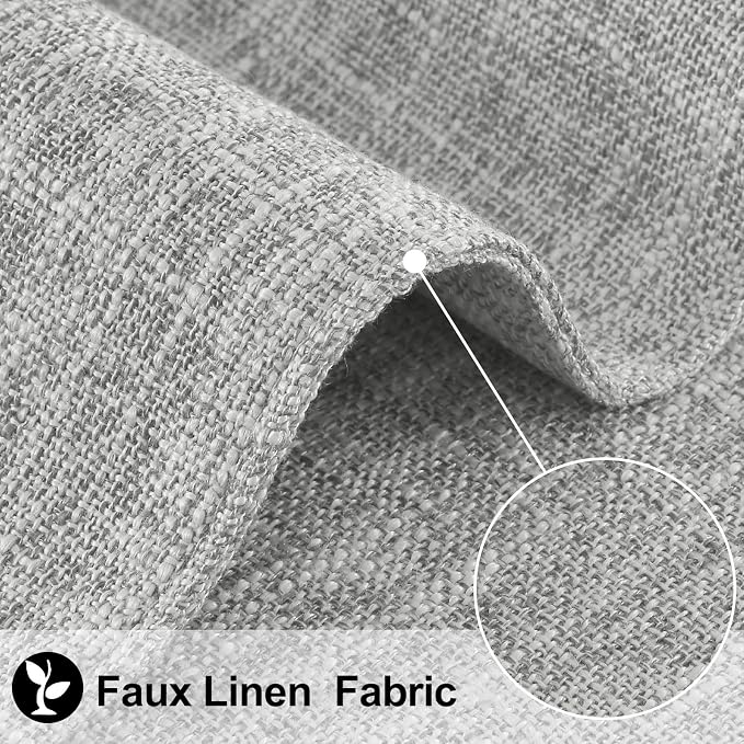 Faux Cotton Linen Placemats Set of 6, Cloth Washable Farmhouse Dining Table Mats for Indoors & Outdoors, Easy to Clean, Light Grey, 13 x 19 Inch