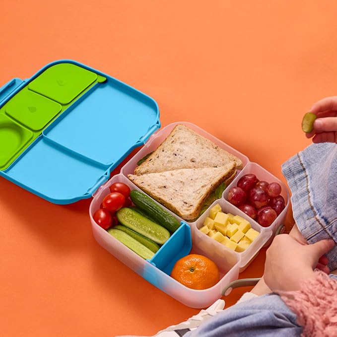 b.box Lunch Box, 8.5 Cup Bento Box for All Ages, Snack Box, Food Containers | Lunch Box Kids + Adults, Lunch Containers, 4 Compartments, Leak Proof, Dishwasher Safe, BPA Free, PFAS Free — Ocean Breeze
