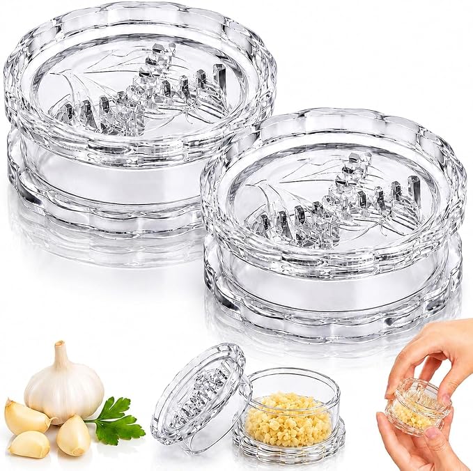 2PCS Clear Manual Garlic Twister Multi-Functional Ginger Mincer Tool, Manual Garlic Twister and Mincer, Garlic Crusher, Garlic Grinder, Compact Garlic Mincer Tool, Ginger, Herbs (White-2PC)