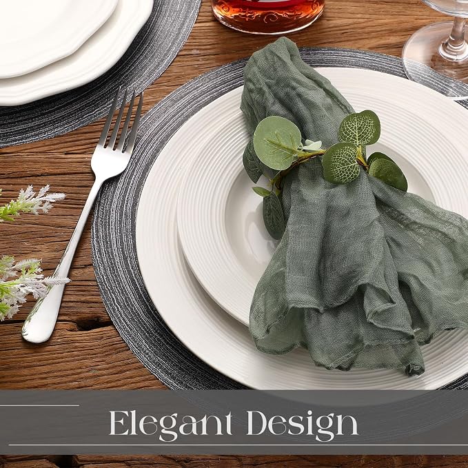 Geosar Disposable Paper Placemat Cotton Woven Look 13'',100 Pcs,Black