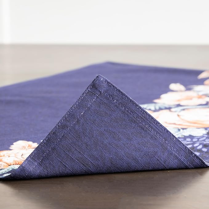 Maison d' Hermine Placemats Set of 4 Reusable 100% Cotton (13"x19") | Cloth Place Mats Washable Table Mats for Kitchen Dining Party Wedding Hotel Home Thanksgiving Christmas - Pumpkin Blues