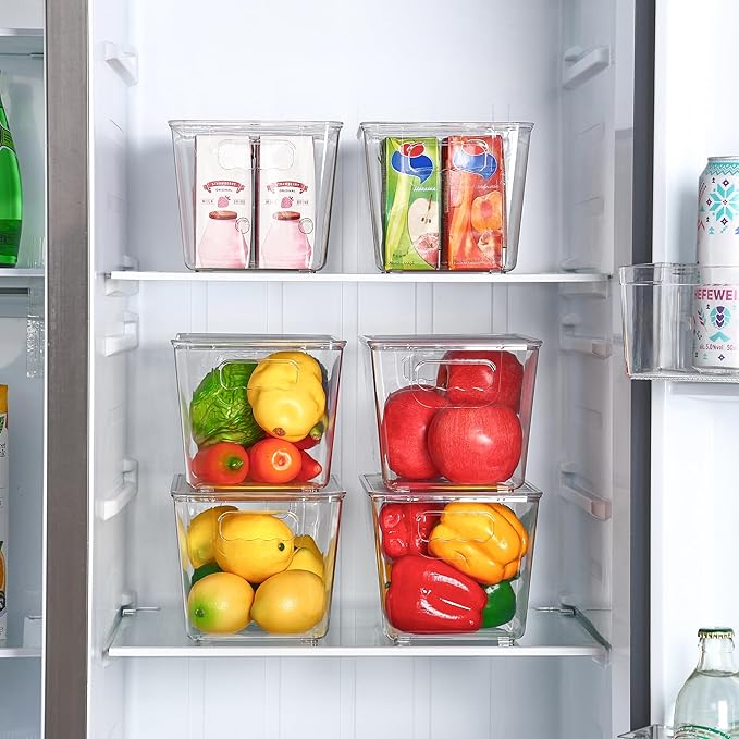Vtopmart 1 Pack Clear Stackable Storage Bins with Lids, Medium | BPA-free Plastic, Organize Vertically, For Pantry Kitchen Fridge Cabinet Closet Bathroom, Built to Last, Easy to Move