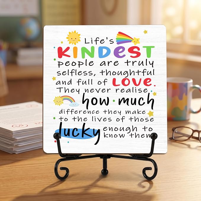 Teacher Appreciation Gifts for Women Men | 5" Wooden Plaque Sign for Mentor Teacher Gifts | Funny Gift from Student Desk for Home Office Decor - A01