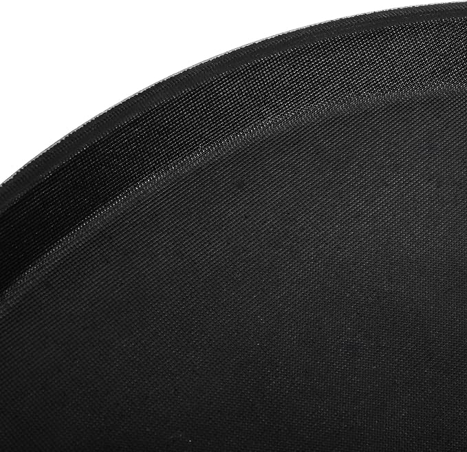 TOPZEA 3 Pack Large Restaurant Serving Tray, 18 Inch Plastic Black Round Server Tray, Non-Slip Rubber Lined Bar Drink Trays Cafeteria Buffet Food Service Trays for Coffee Table, Kitchen, Party