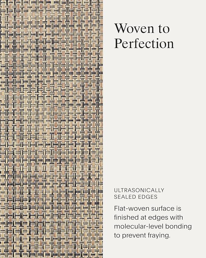 Chilewich Basketweave Placemats, Woven Round Placemats Set of 4 | Reusable, Stain-Resistant, Indoor/Outdoor Tabletop Protection, Bark, 15"