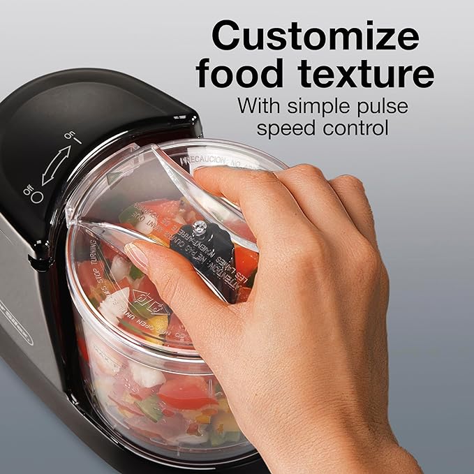 Proctor Silex Durable Electric Vegetable Chopper & Mini Food Processor | 1.5 Cup Bowl | Pulse Speed Control For Chopping, Puree & Emulsify | Stainless Steel Blades | Dishwasher Safe | Black | 72507J