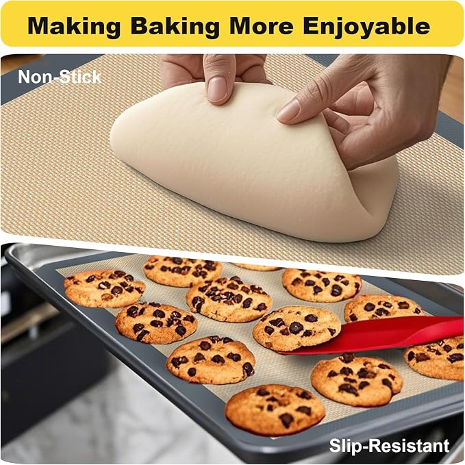 Silicone Baking Mat, 3 Pac Silicone Cookie Sheets for 2 Baking 16.5"L x 11.6"W and 1 Pc 11.81 "L x 8.27"W Reusable Baking Mat - Non-Stick Food Safe，Dark Gray Oven Baking Sheet