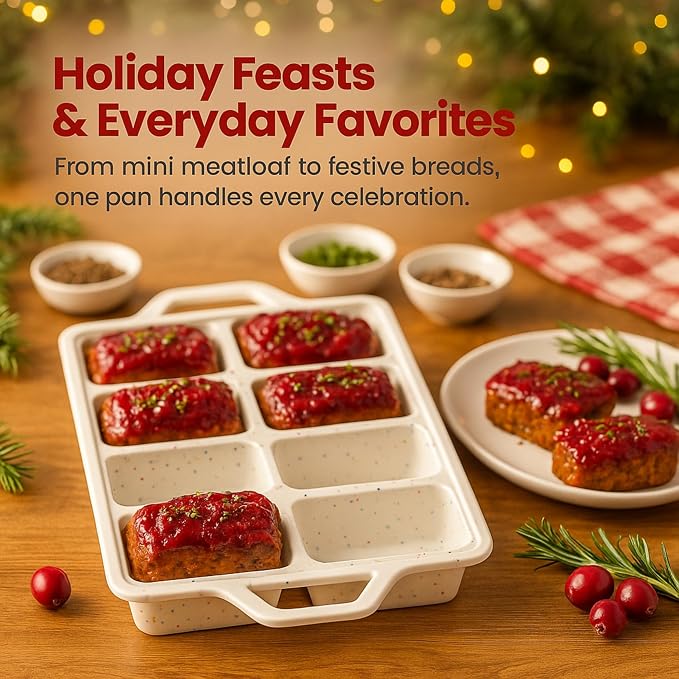 Silicone Mini Loaf Pans for Baking, 2-Pack – 8 Cavity Nonstick Bread Mold | Metal Reinforced Silicone Mini Loaf Pans for Baking, Food-Grade BPA-Free Bread Mold, Easy Release Surface, Dishwasher Safe