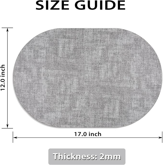 Placemats for Dining Table Set of 8 Non-Slip, Heat Resistant Leather Placemat Double Layer, Waterproof Table Mats Easy to Clean for Kitchen Dining Room Coffee Office Table, Grey