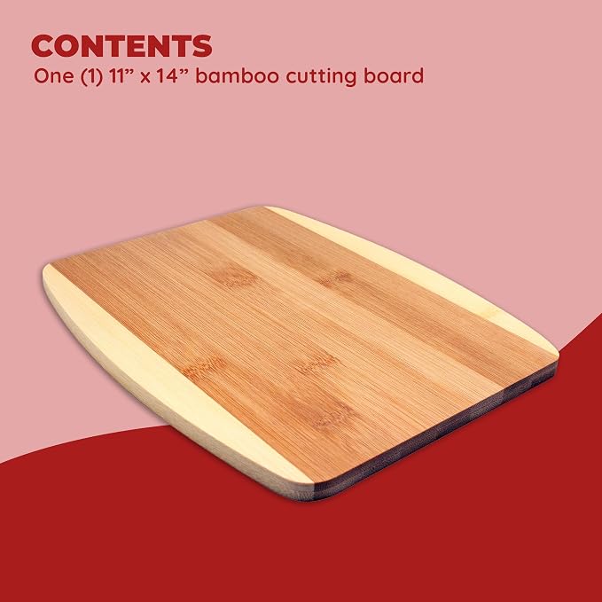 Bamboo Cutting Board – 11 x 14 Inch Large Kitchen Board for Meal Prep & Serving | Durable, Sustainable Bamboo Chopping Board for Fruits, Veggies, and Charcuterie | Eco-Friendly, Easy to Clean