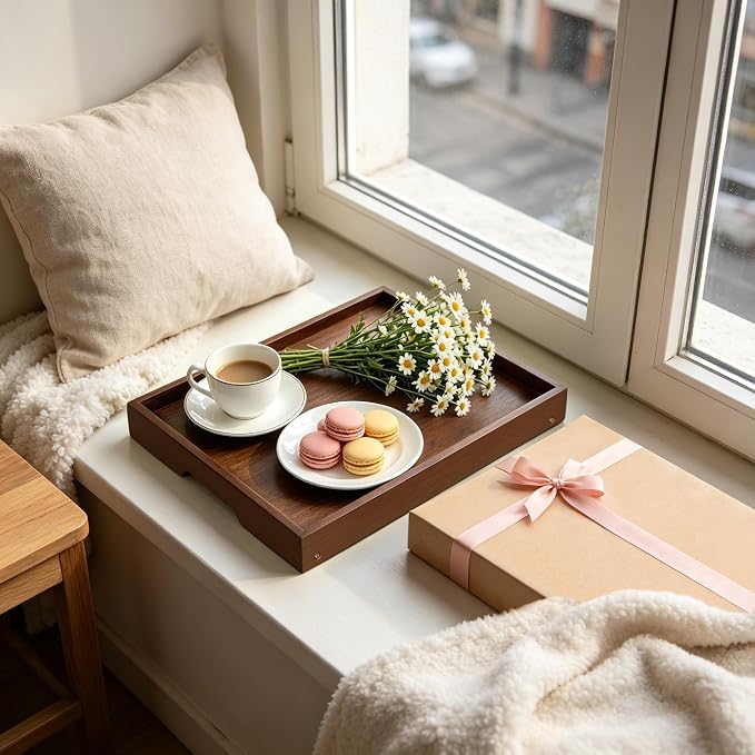 Large Bamboo Bed Tray Tables with Folding Legs, 3 Pack, Vintage | 3 large vintage bamboo bed trays with folding legs, raised edges and side grips for meals, laptops, snacks and serving.