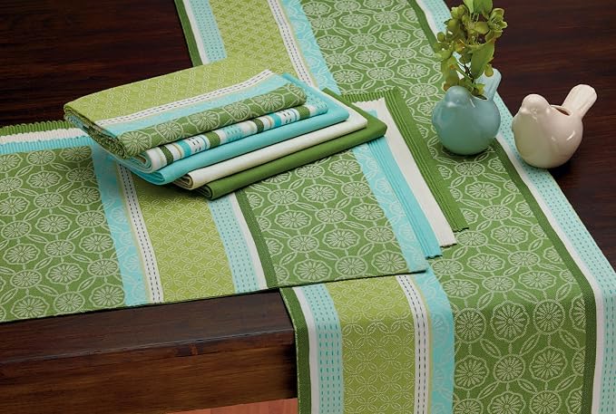 DII Basic Everyday Ribbed Tabletop 100% Cotton, Placemat Set, 13x19, Aqua, 6 Piece
