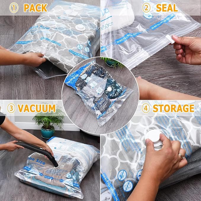 MEIQIHOME Vacuum Storage Bags, Space Saver Sealer Bags,Vacuum seal bags for clothing, Pillows, Comforters, Blankets, Bedding,Travel,18 COMBO