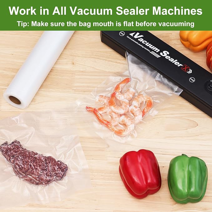 Moretoes Vacuum Sealer Bags 3 Rolls 11" x 16' for Food Saver, Commercial Grade Bag Rolls, BPA Free, Customized Size Bag for Sous Vide Cooking or Meal Prep