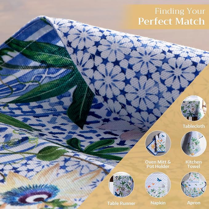 Maison d' Hermine Placemats Set of 4 Reusable 100% Cotton (13"x19") | Cloth Place Mats Washable Table Mats for Kitchen Dining Party Wedding Hotel Home Restaurant Spring Summer - Passiflora