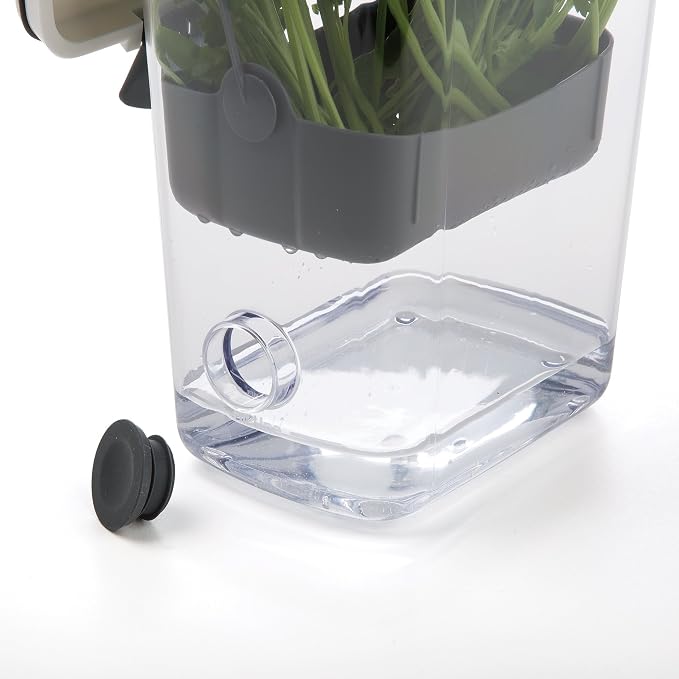 ProKeeper Herb Keeper with Removable Silicone Drain Plug, BPA-Free Plastic | Stores 1 to 3 Bunches Of Herbs Or Keeps Asparagus Hydrated, Removable Basket for Easy Access and Drainage, Dishwasher Safe