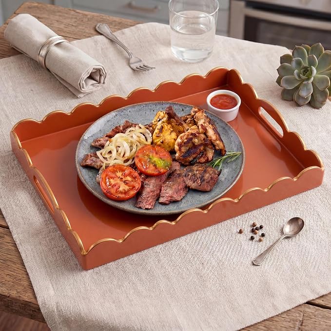 AGIOTA Coffee Table Trays for Living Room Serving Tray with Handles, Modern Large Tray for Ottoman Coffee Table