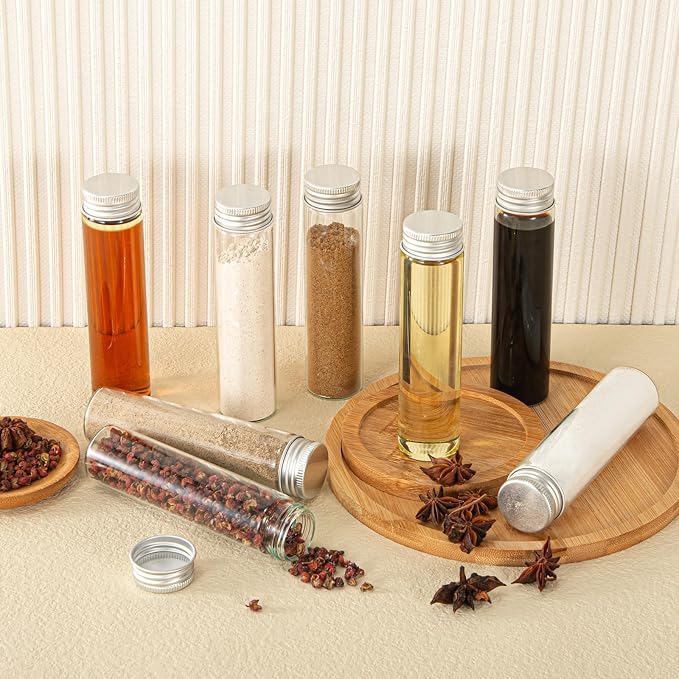 60ml Glass vials 30pcs,With aluminum screw cap30pcs Clear Glass Bottles