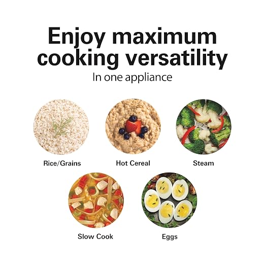 Hamilton Beach Digital Programmable Rice Cooker & Food Steamer, with Slow Hard-Boiled Egg Functions, Egg/Steam Tray, Small & Compact, 6 Cups Cooked (3 Uncooked), Stainless Steel (37524) | 6 Cups Cooked (3 Uncooked) | Slow Cooker & Hard-Boiled Egg Setti...