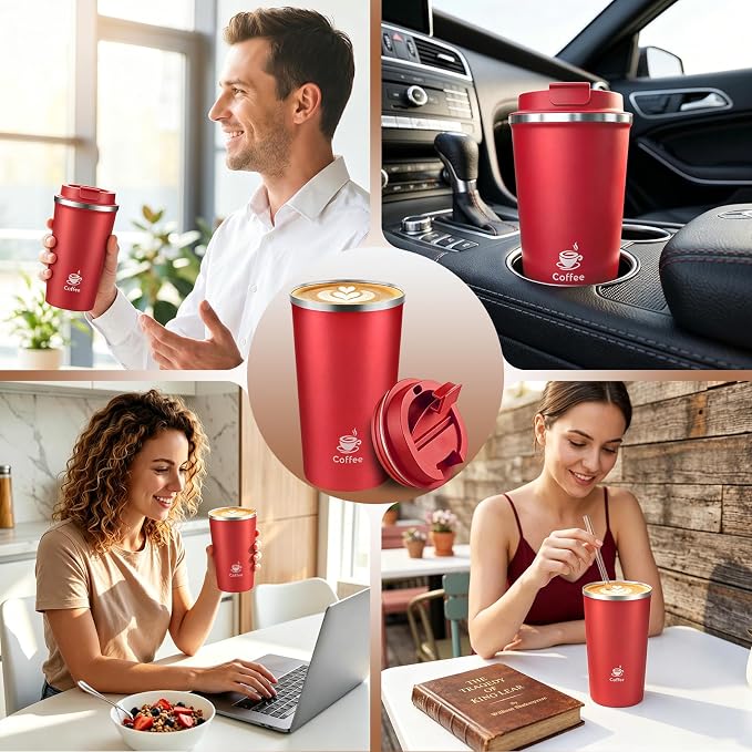 17oz Travel Coffee Mug ,Leakproof Vacuum Coffee Cup Insulated Tumbler | 304 Stainless Steel, Double-Wall Vacuum Insulated, Leakproof, Fits Hot & Cold Drinks Car Cup Holders, Travel, Office