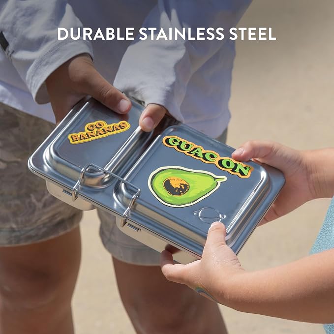 PlanetBox Recycled Shuttle Stainless Steel Lunch Box for Kids and Adults - Replacement Lunchbox Only, Brushed Finish, Sustainable Bento Box