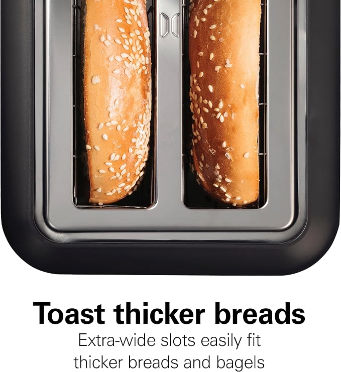 Hamilton Beach Gourmet 2 Slice Slot Toaster with Extra Long & Wide Slots,Sure-Toast Technology,Shade Selector with 7 Browning Levels,Bagel Setting,Matte Black and Stainless Steel (22996),(Pack of 2)