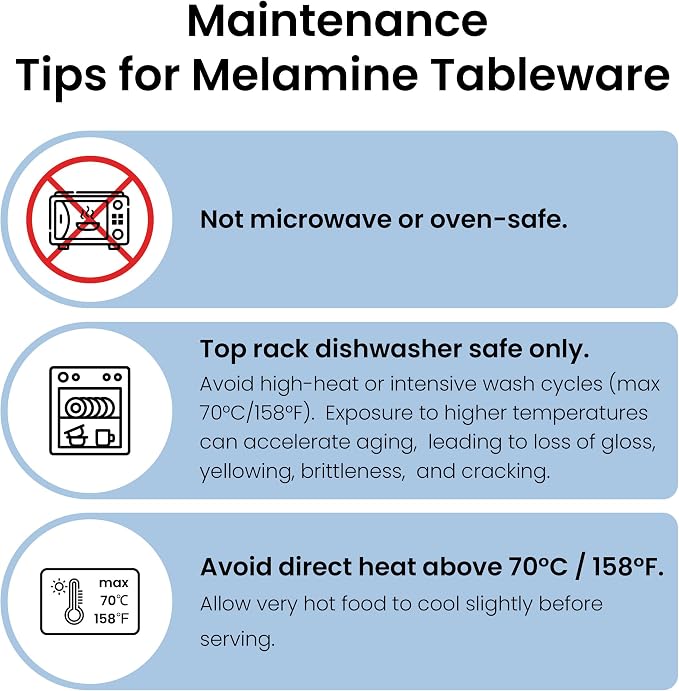 Melamine Dinnerware Set of 12 Pcs Dinner Dishes Set for Indoor and Outdoor Use, Dishwasher Safe, Lightweight Unbreakable, BPA Free, Light Blue