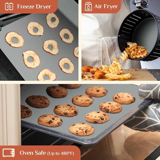 GTJ Silicone Baking Mat Roll, Reusable Baking Sheet Liners, 16 in x 10 ft | Free Cut to Size, Food-Grade, Non-Stick, Non-Slip, For Dough, Pastry, Air Fryer, Freeze Dryer, Oven Pan, Kitchen Counter