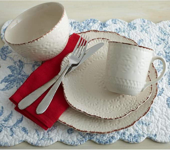 Pfaltzgraff Chateau Cream 16-Piece Stoneware Dinnerware Set, Service for 4, Off White